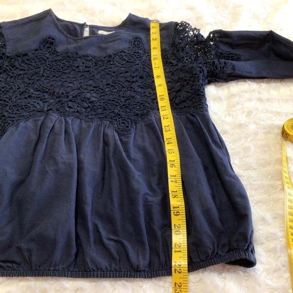 Abercrombie & Fitch Blue Long Sleeve Lace Top M - Picture 10 of 12